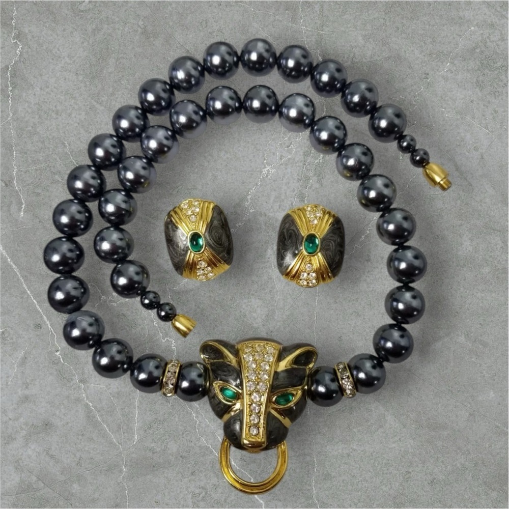 KJL for Avon Elegant Black Panther Jewelry Set